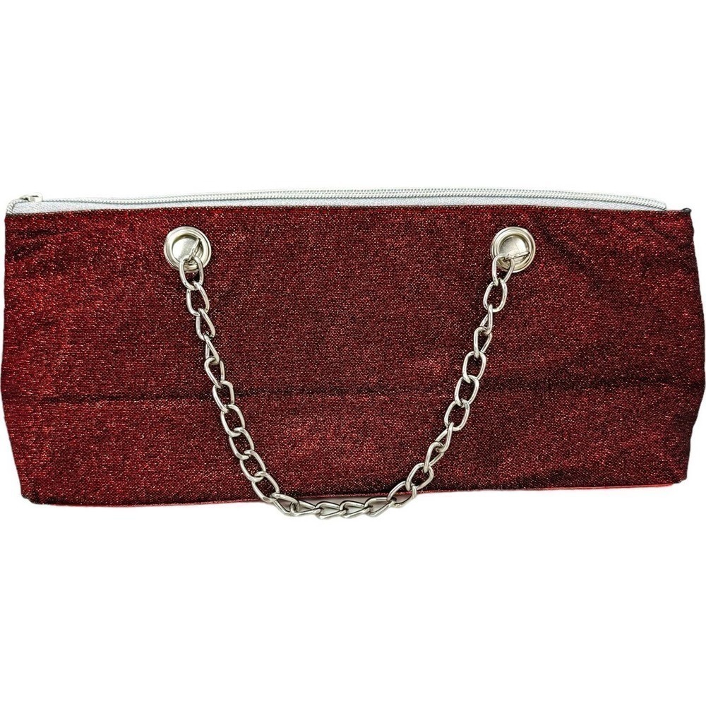 🍀Wild Eye Designs Red Glitter Wine Tote Handbag Purse With Silver Chain Strap